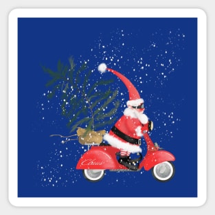 Santa on His Scooter Sticker